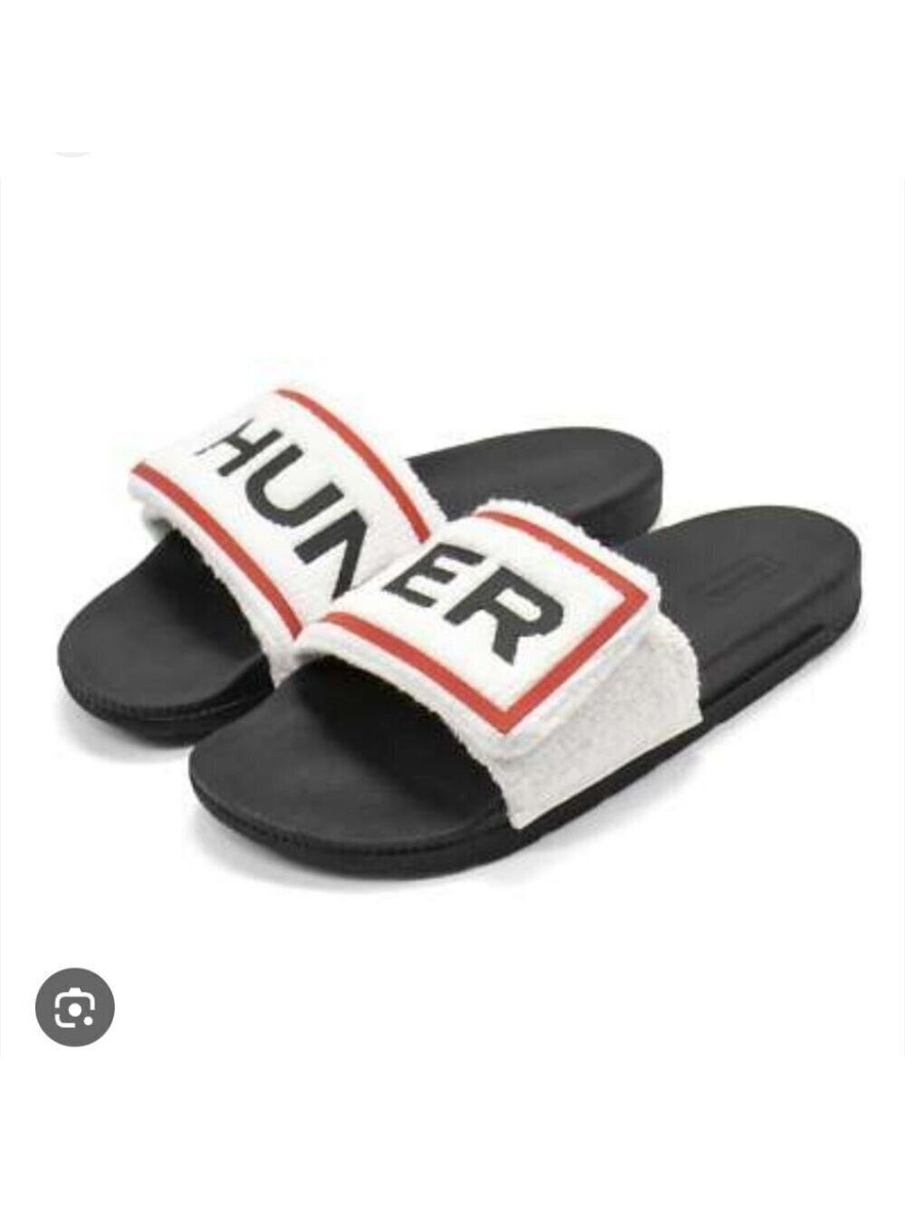 HUNTER | Original Terry Towelling Logo Slides Slip-on Sandals sz 7